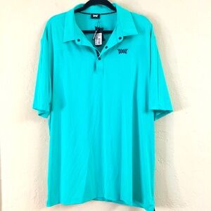 PXG Polo Comfort Fit Golf Shirt XL Perforated Dark Azure Green Tennis Preppy
